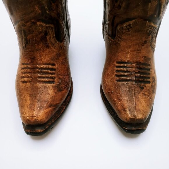 Salt & Pepper Shakers Set Ceramic Anthropomorphic Brown Cowboy Boots Vintage Set - Picture 15 of 16